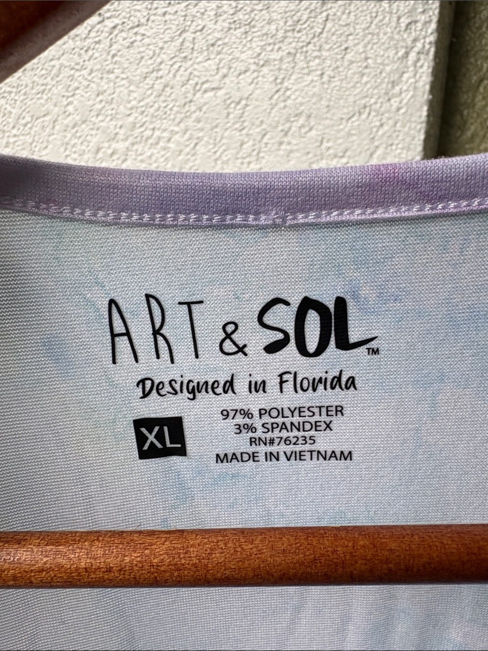 Art & Sol Florida Tropical Pastel Beach Scene V-Neck Top with Bicycle Print - Picture 3 of 5